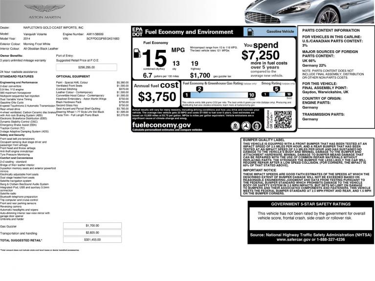 Used 2014 Aston Martin Vanquish Convertible for sale Sold at Naples Motorsports Inc - Morgan of Naples in Naples FL 34104 4