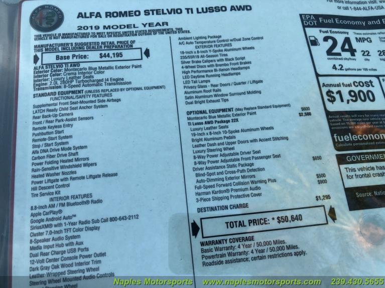 New 2019 Alfa Romeo Stelvio for sale Sold at Naples Motorsports Inc - Morgan of Naples in Naples FL 34104 5