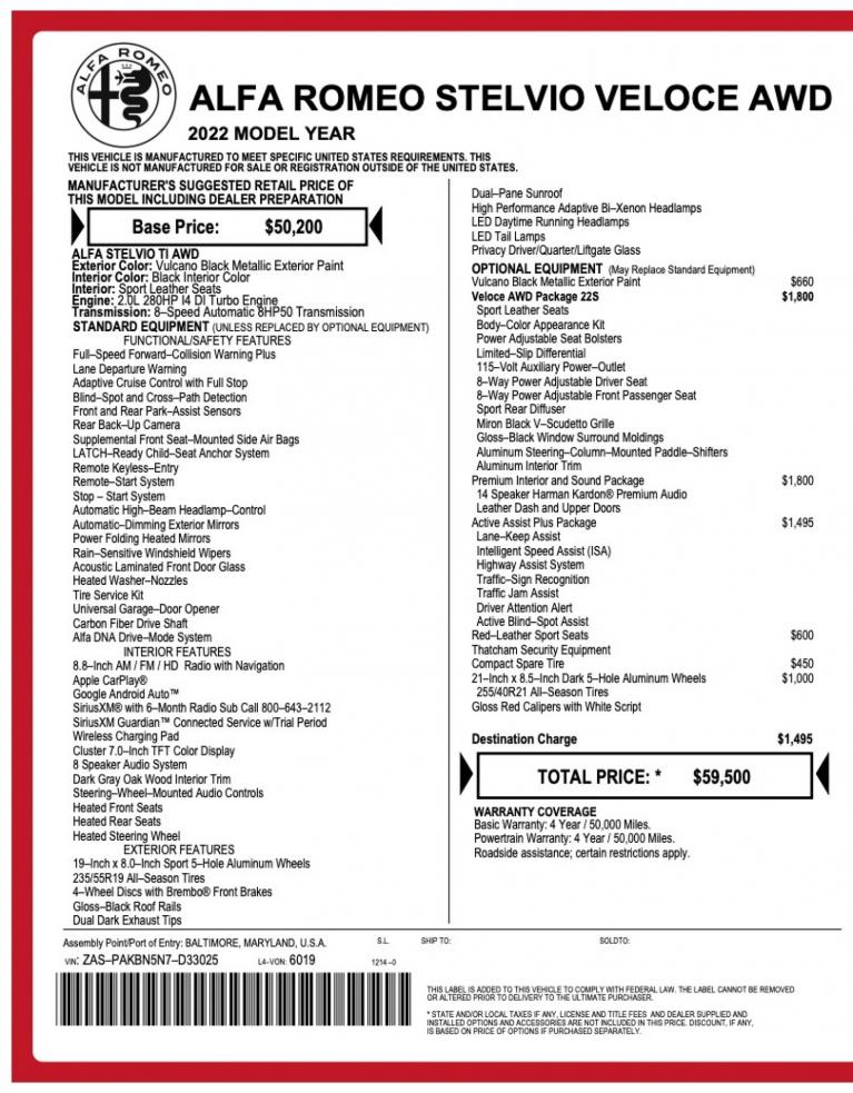 Used 2022 Alfa Romeo Stelvio Veloce for sale Sold at Naples Motorsports Inc - Morgan of Naples in Naples FL 34104 6