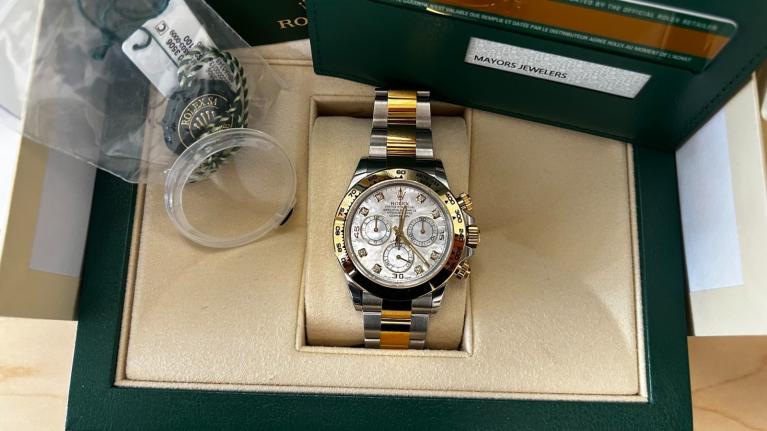 Used 2020 Rolex Daytona Two Tone White Mother of Pearl Diamond Dial for sale Sold at Naples Motorsports Inc - Morgan of Naples in Naples FL 34104 2