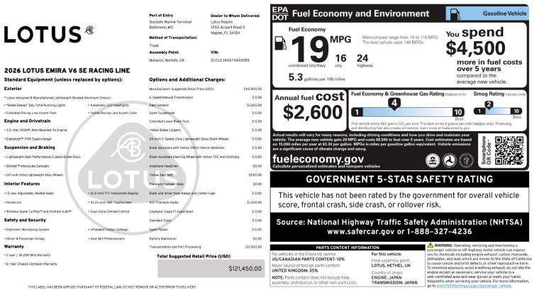 New 2026 Lotus Emira V6 Racing Line for sale Sold at Naples Motorsports Inc - Morgan of Naples in Naples FL 34104 4