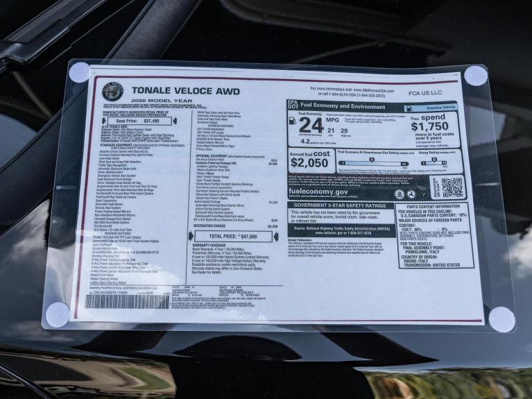 New 2026 Alfa Romeo Tonale Veloce for sale $47,690 at Naples Motorsports Inc - Morgan of Naples in Naples FL 34104 3