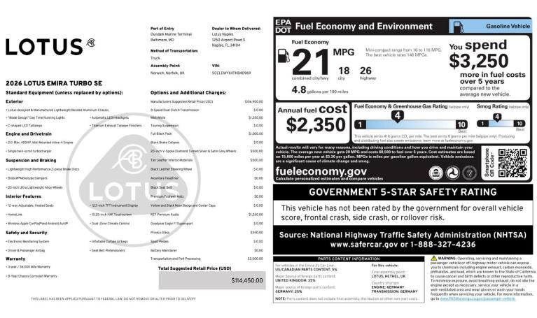 New 2026 Lotus Emira Turbo SE for sale Sold at Naples Motorsports Inc - Morgan of Naples in Naples FL 34104 4