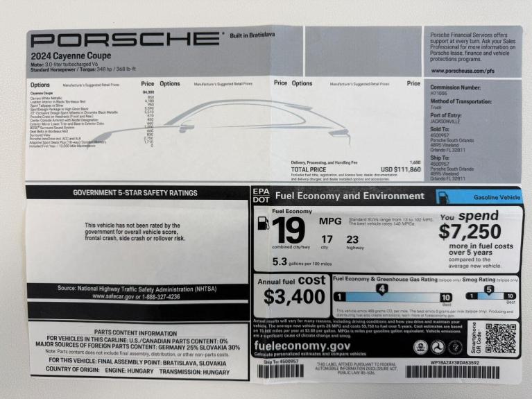 Used 2024 Porsche Cayenne Coupe AWD for sale $88,995 at Naples Motorsports Inc - Morgan of Naples in Naples FL 34104 3