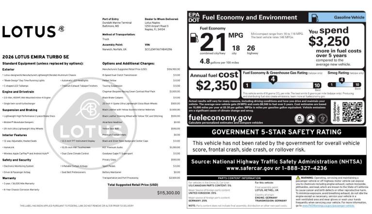 New 2026 Lotus Emira Turbo SE for sale $115,300 at Naples Motorsports Inc - Morgan of Naples in Naples FL 34104 3
